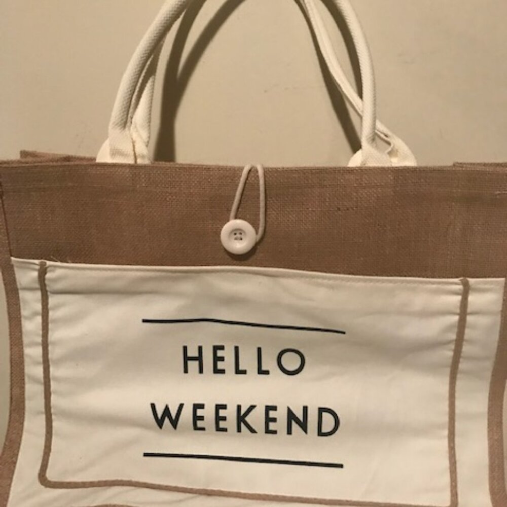 Hello Weekend Tote Bag and bling hooded Shirt - New